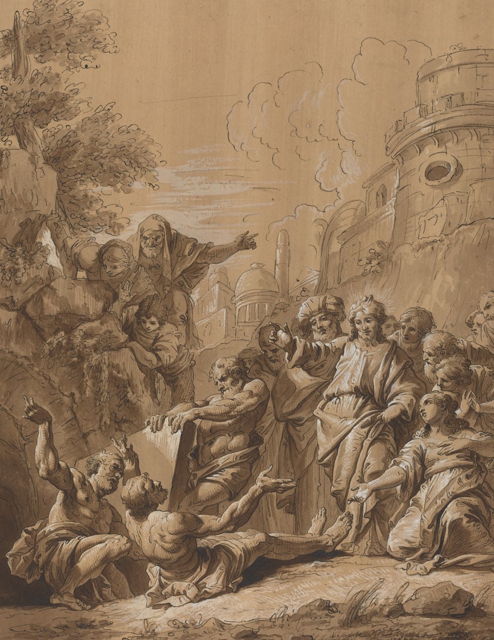 De opwekking van Lazarus door Follower of Francesco Fontebasso