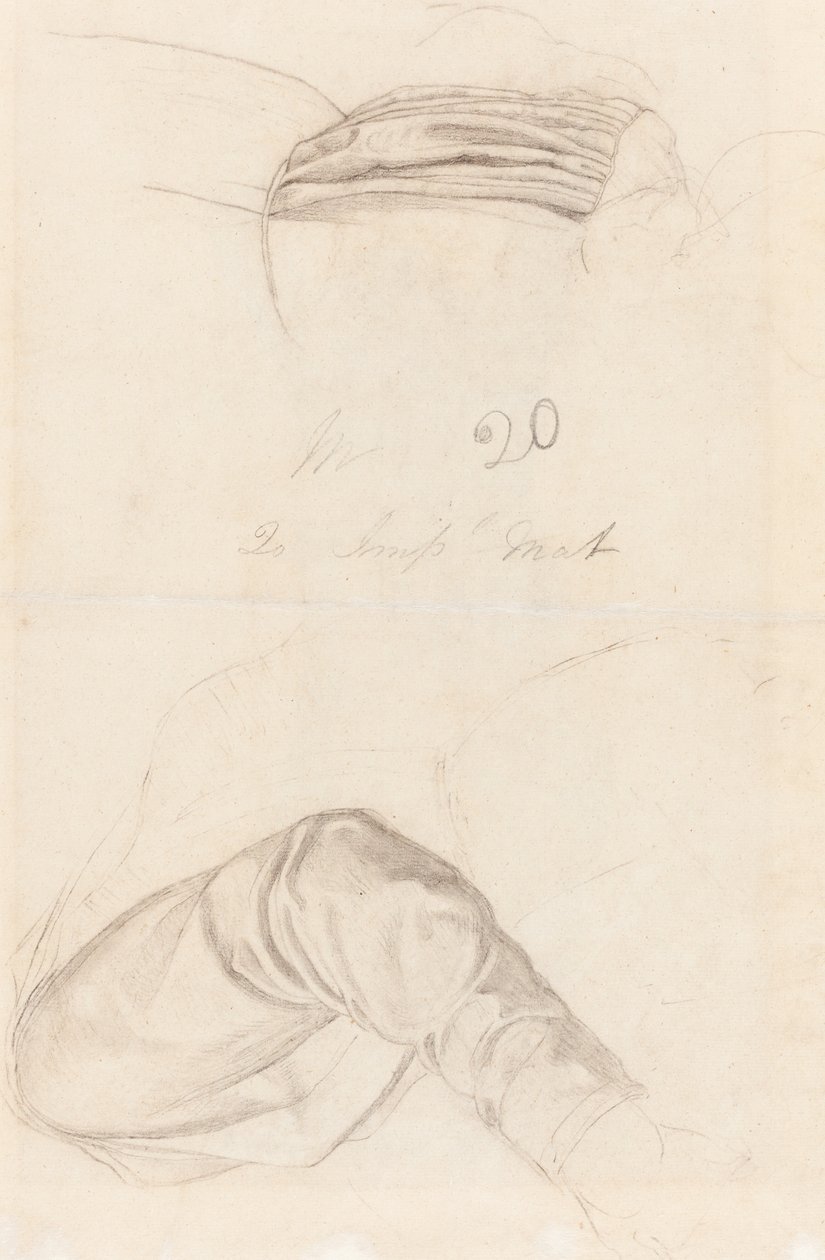 Twee draperiestudies (verso) door Ford Madox Brown