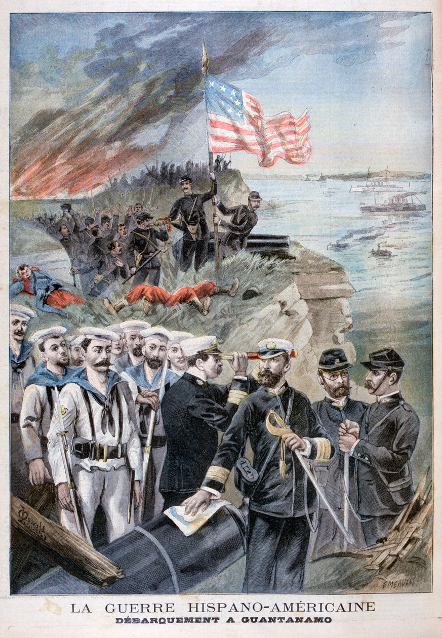 Troepen ontschepen in Guantanamo, Cuba, 1898 door Fortuné Méaulle