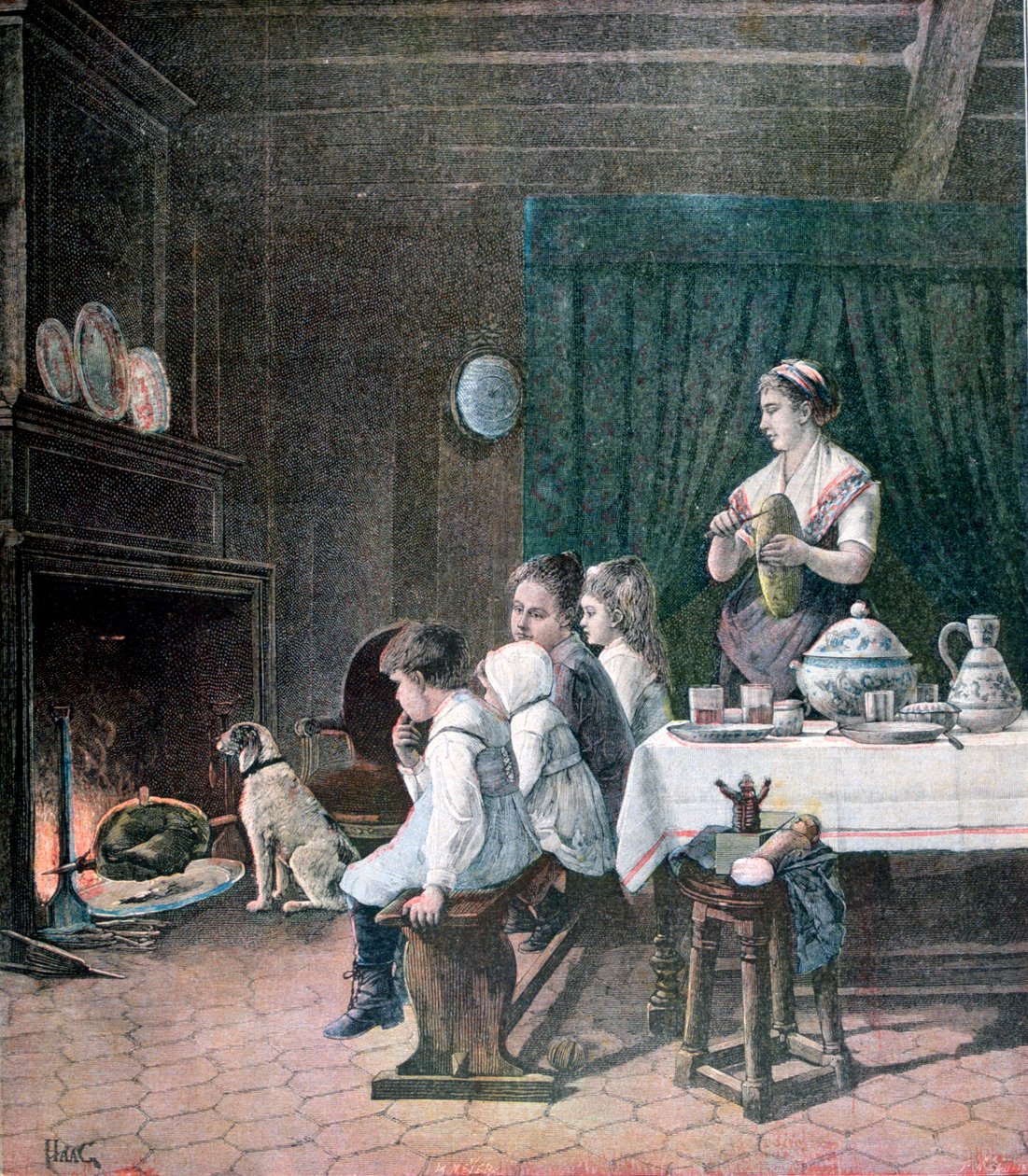 Wachten, 1890 door Fortuné Méaulle