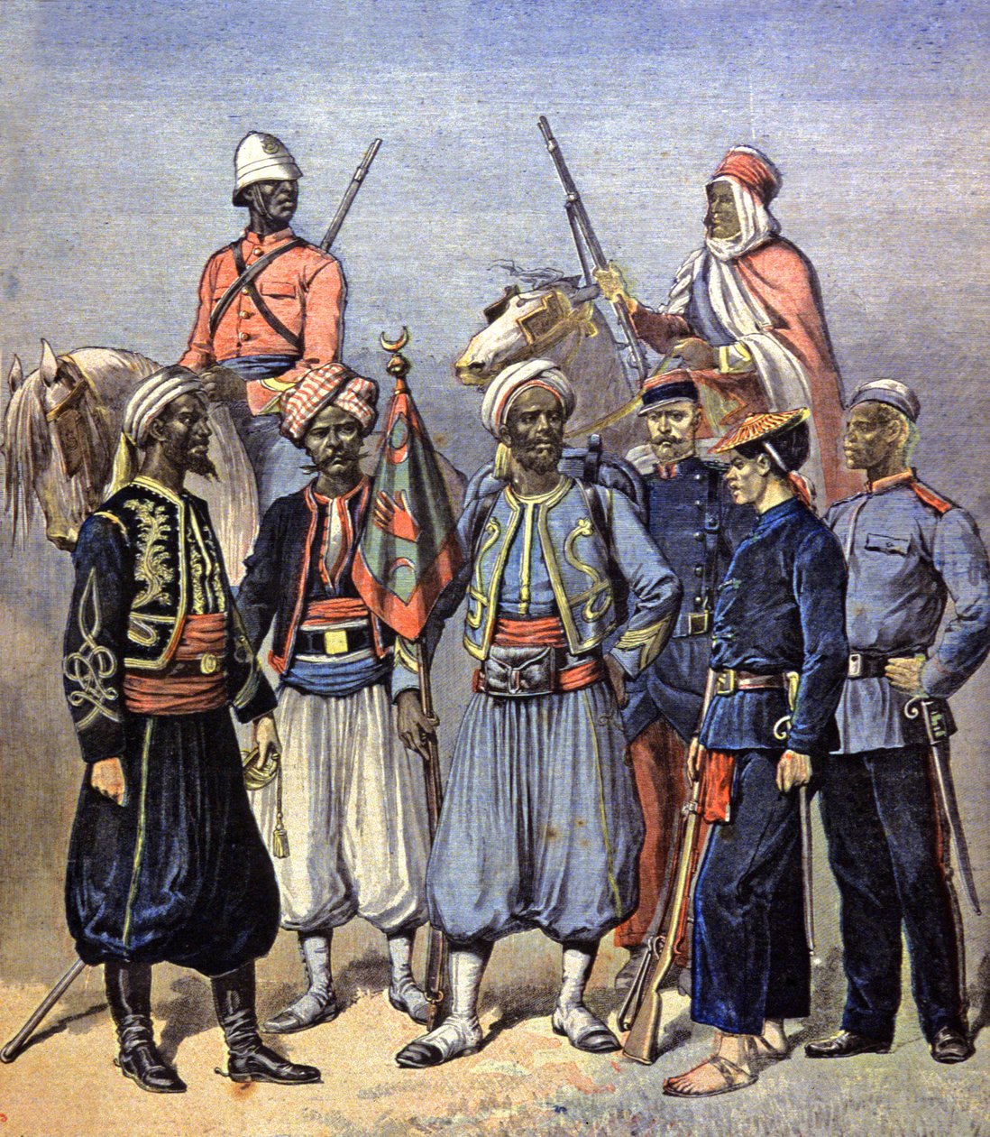 Franse koloniale leger soldaten door Fortune Louis Meaulle