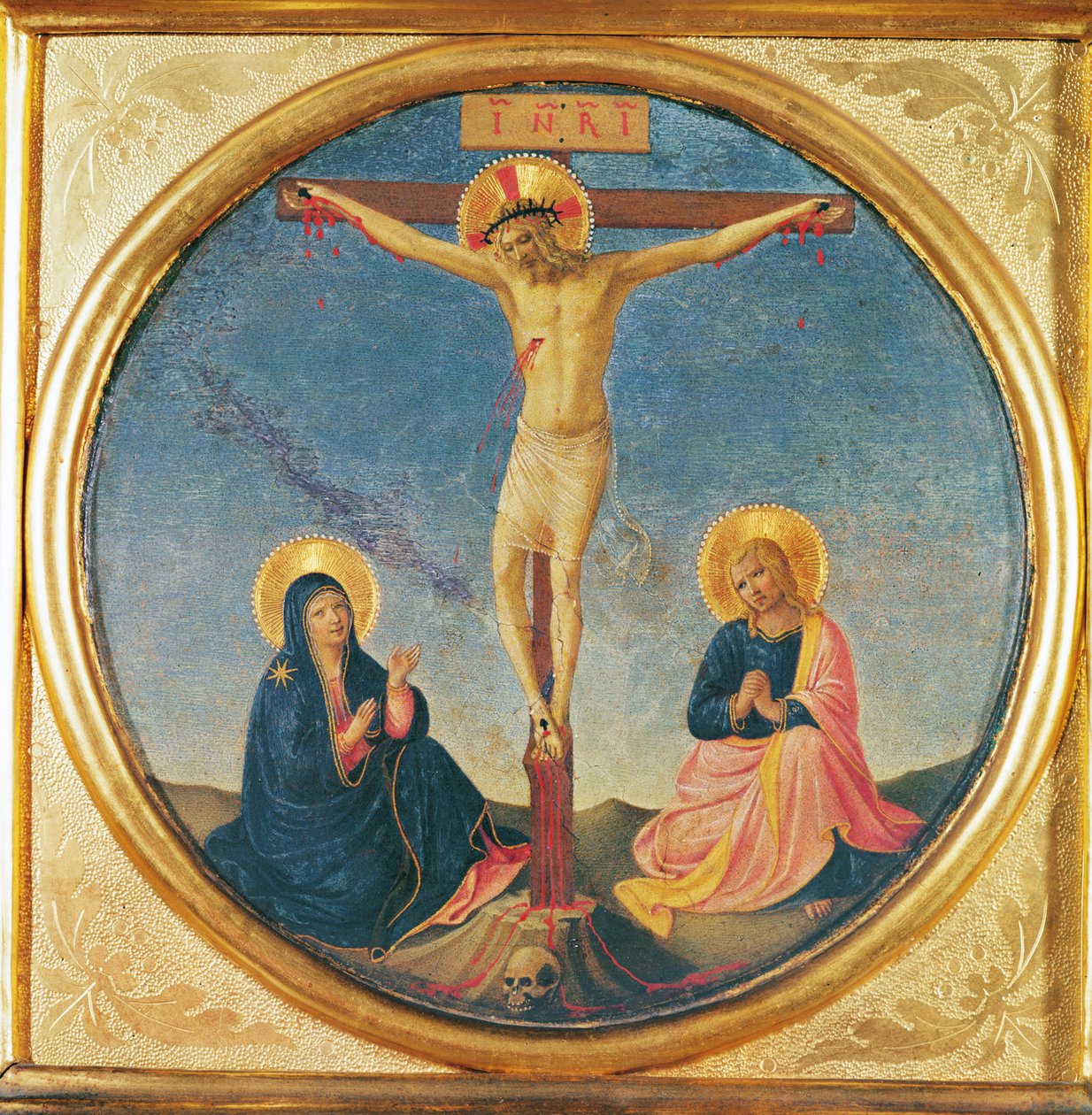Christus tussen de Maagd en Sint Jan, of de Kleine Kruisiging (tondo), c.1395 door Fra Angelico