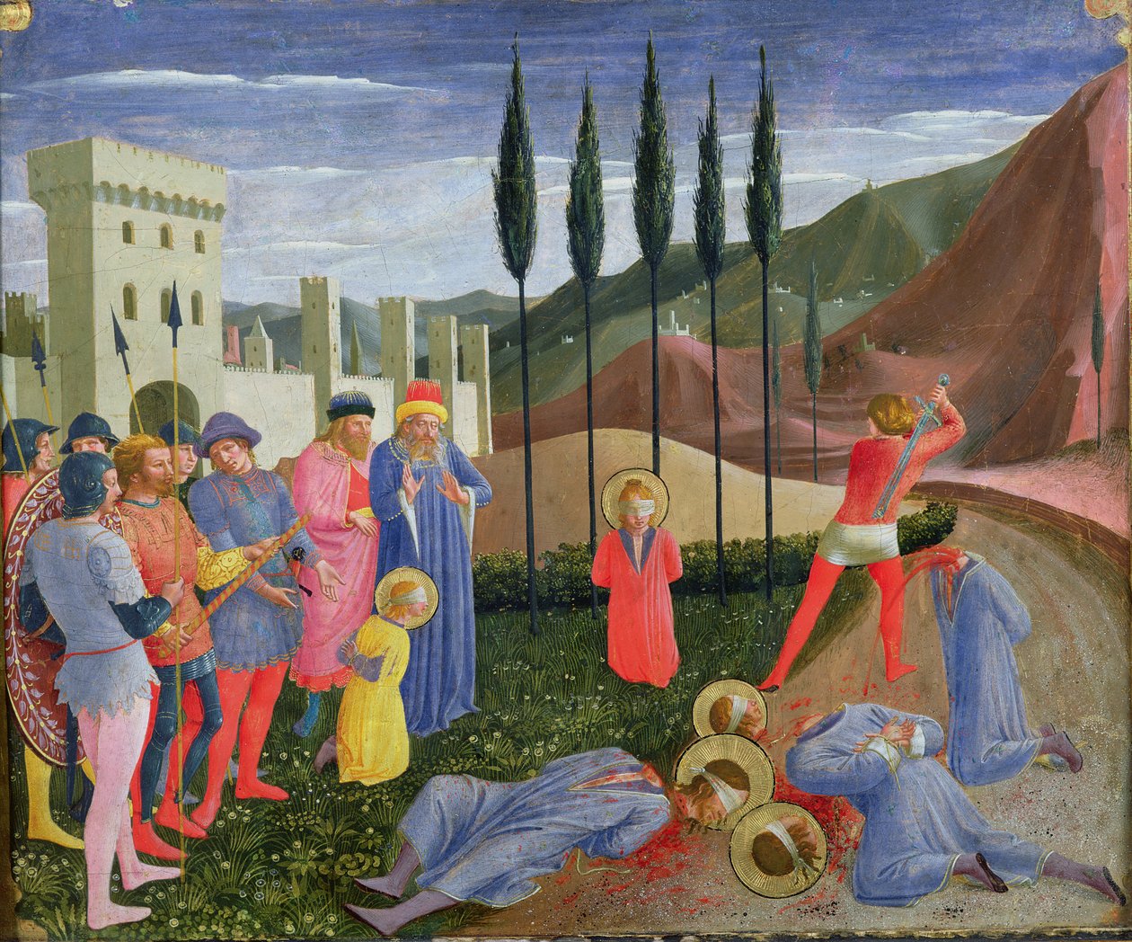 Het martelaarschap van St. Cosmas en St. Damian, van de predella van het San Marco altaarstuk, c.1440 door Fra Angelico