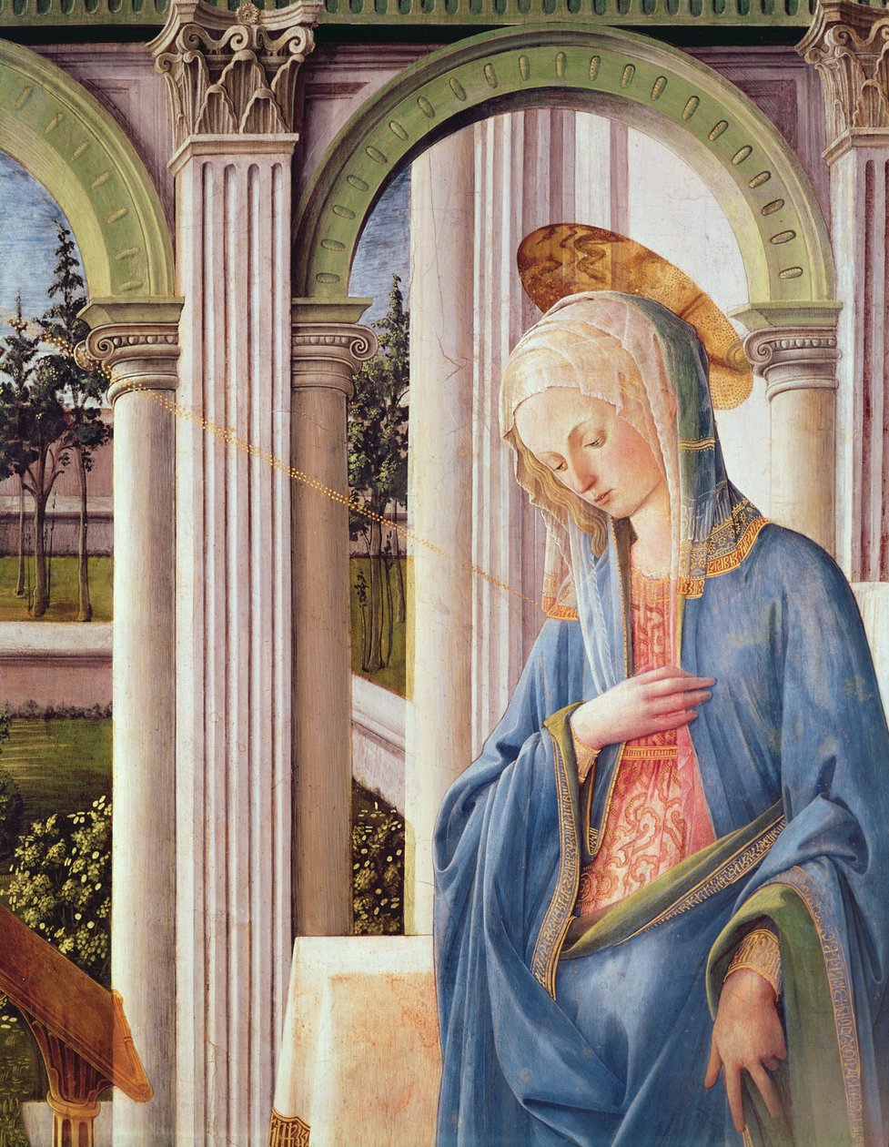 De Aankondiging (detail) door Fra Filippo Lippi