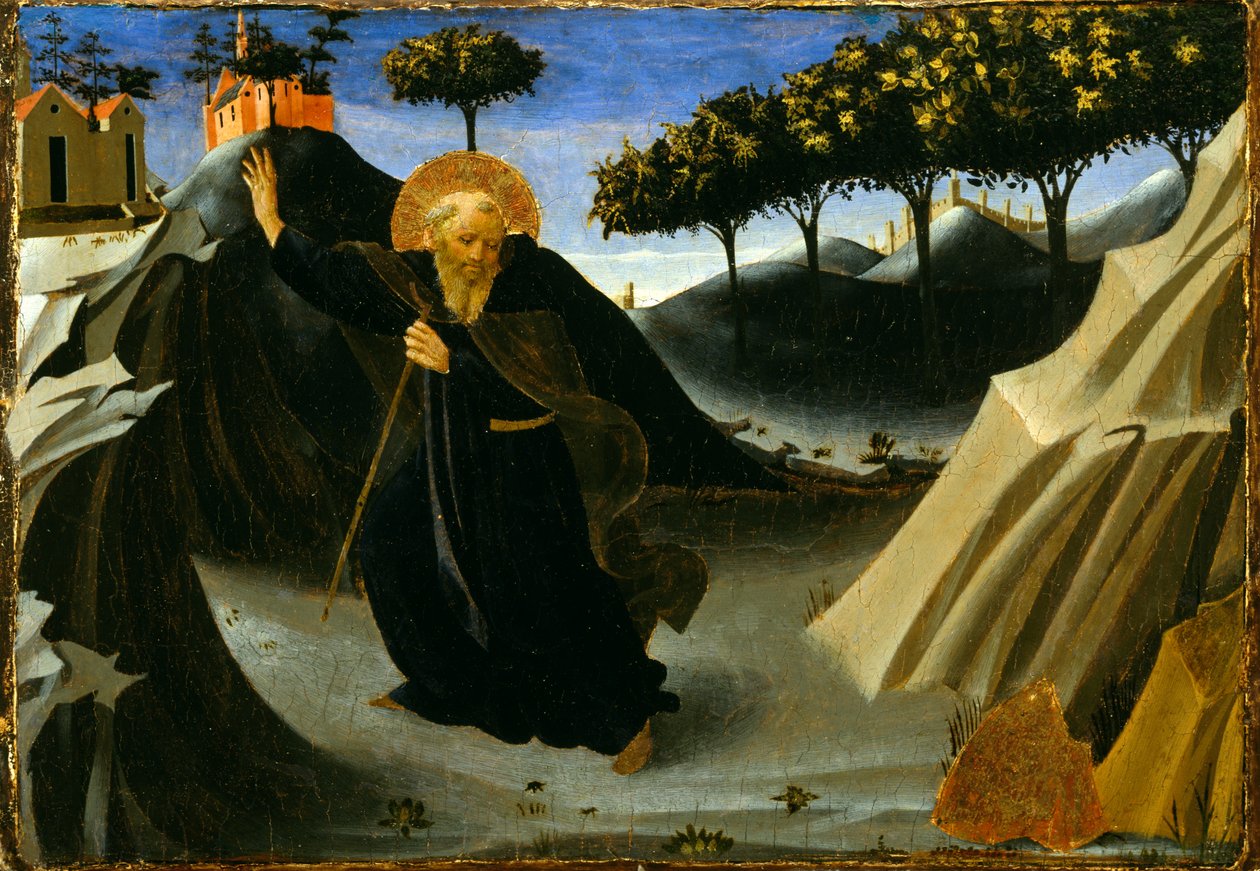 Sint Antonius schuwt de goudmassa door Fra Angelico