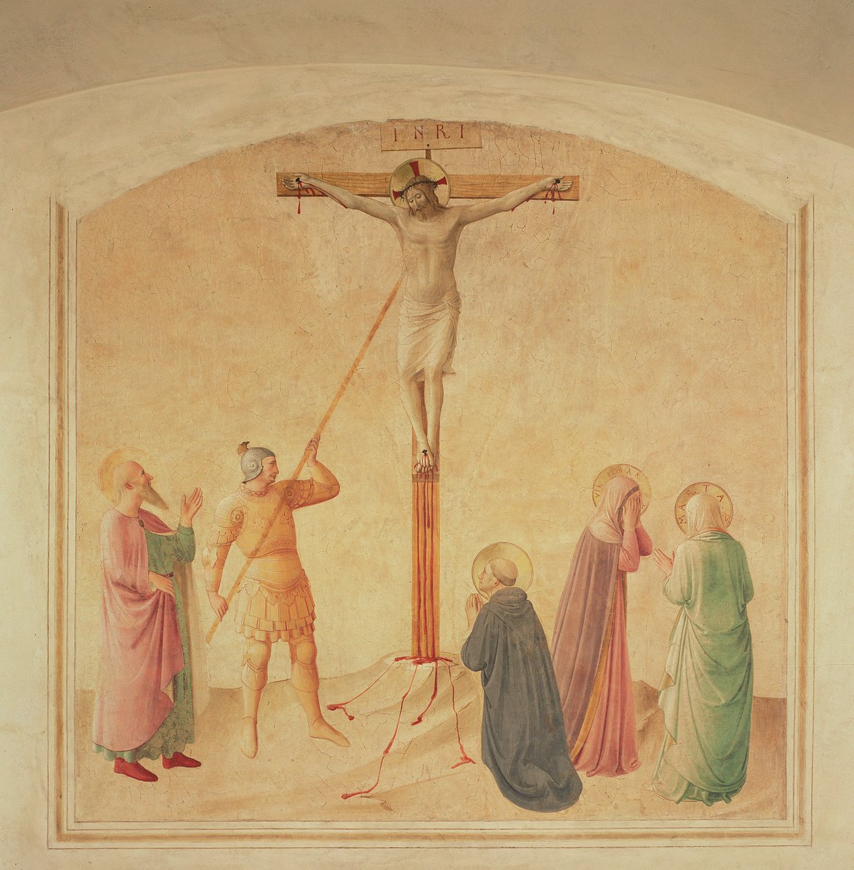 Kruisiging, de lansdrager, ca. 1438-45 door Fra Angelico