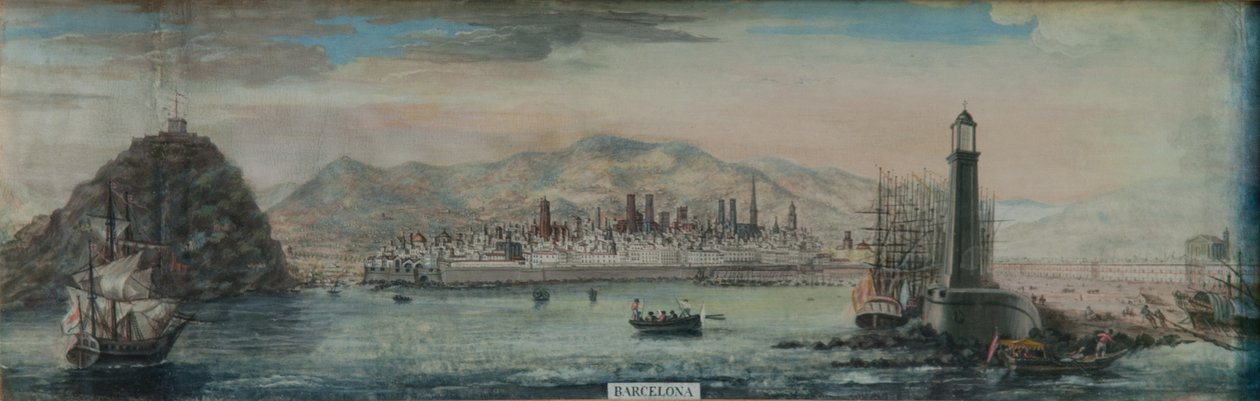 Barcelona vanaf het water door Francesc Fontanals