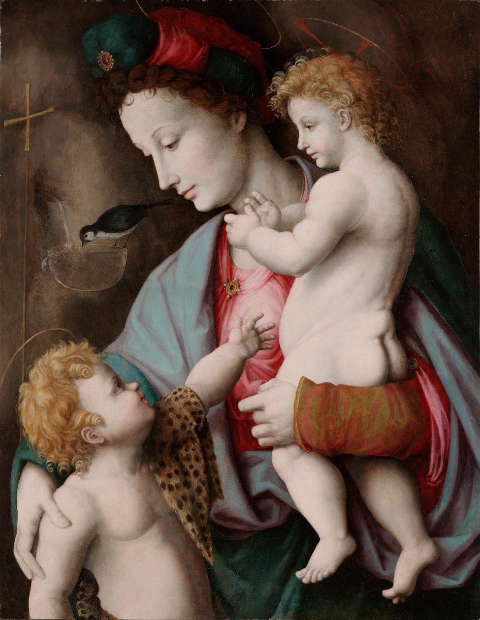 Madonna en Kind met St. Johannes door Francesco Ubertini Bacchiacca