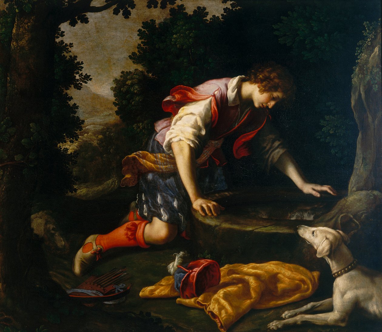 Narcissus bij de bron door Francesco Curradi