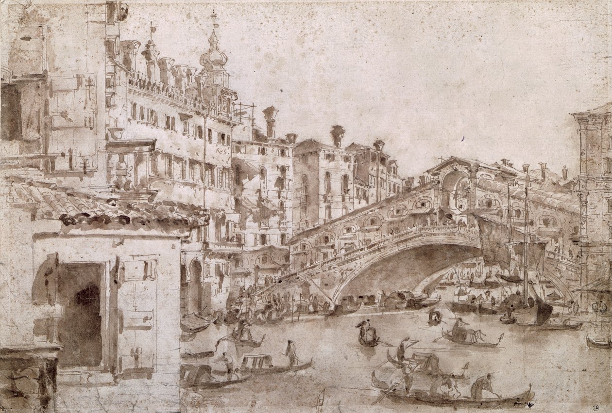 De Rialtobrug, Venetië door Francesco Guardi