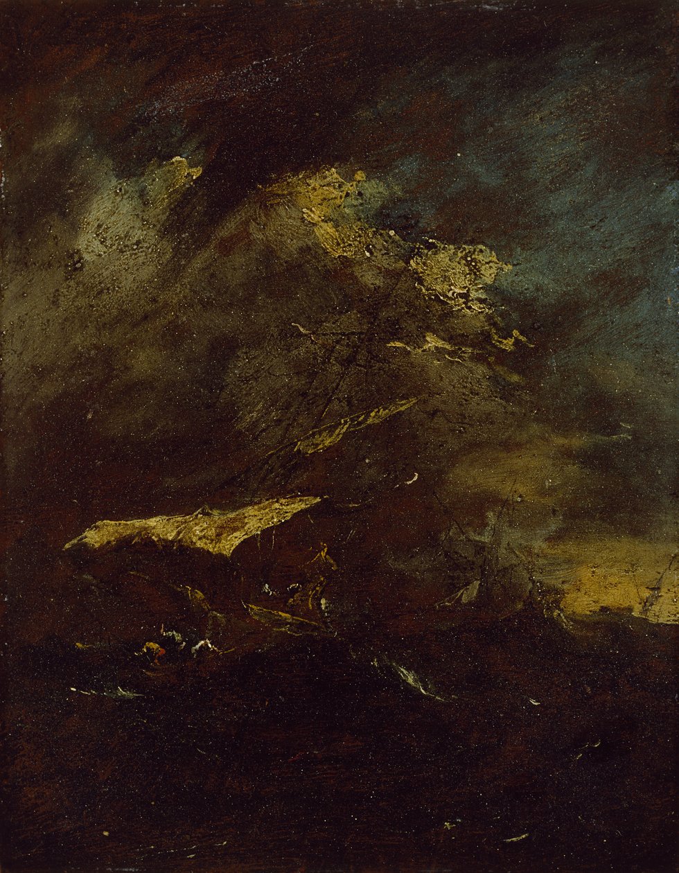 Twee schepen in een storm door Francesco Guardi