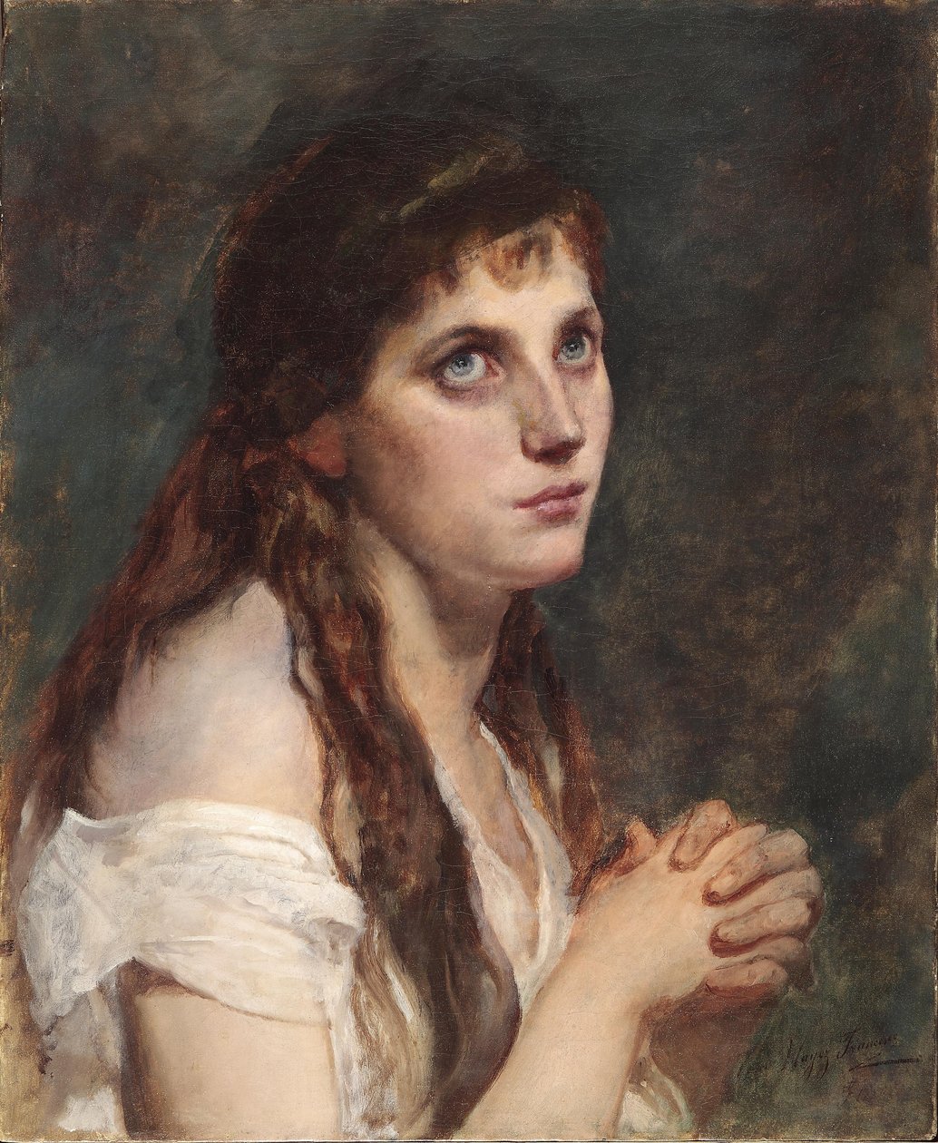 Meisje met gevouwen handen door Francesco Hayez