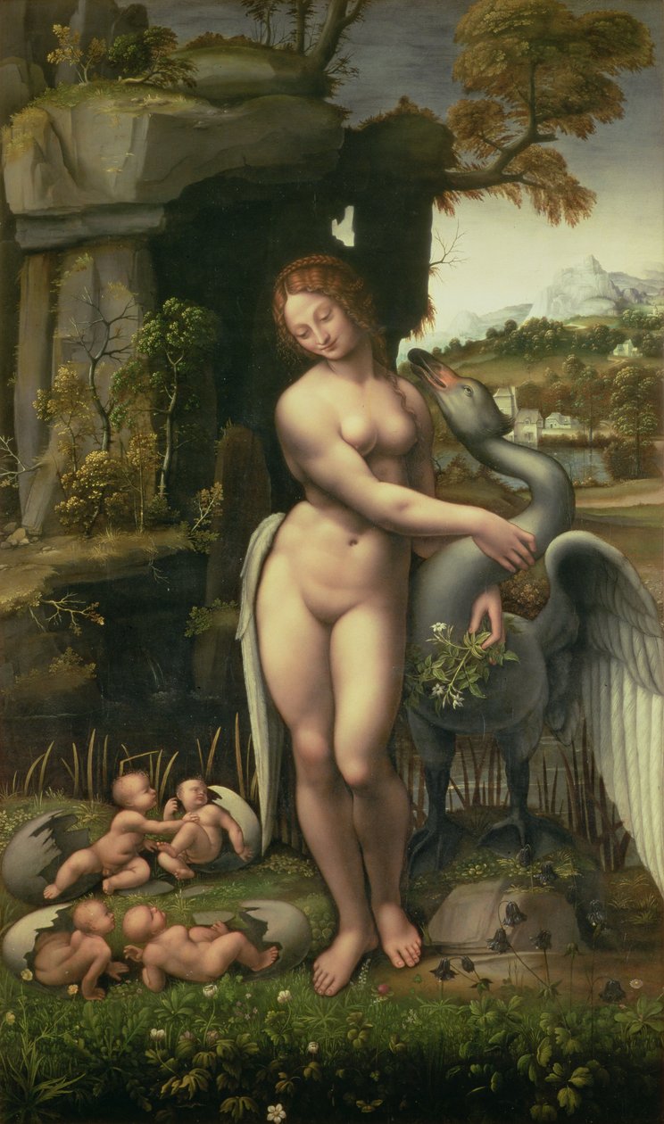 Leda en de zwaan door Francesco Melzi
