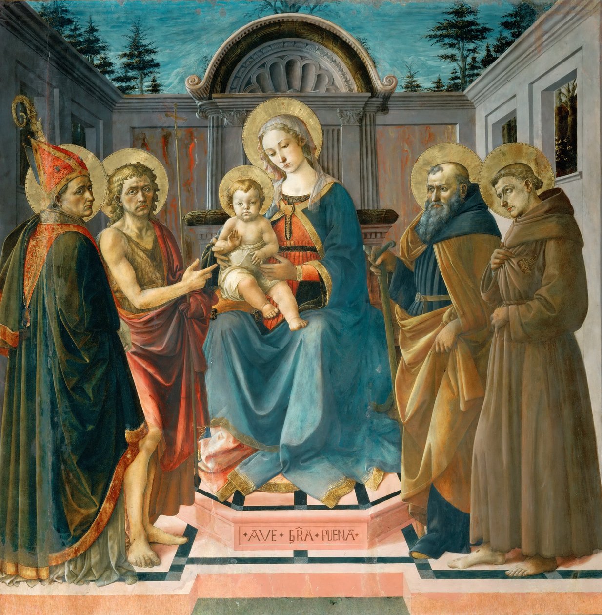 De Maagd en het Kind tussen Sint Zenobe door Francesco Pesellino