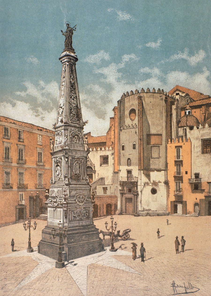 San Domenico Maggiore Plein, in Napels door Francesco Aversano