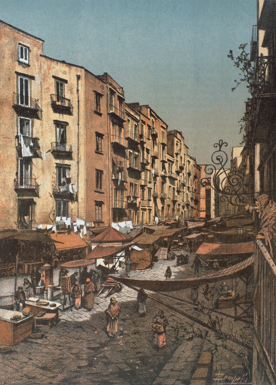 Strada Selleria naar de Pendino, in Napels door Francesco Aversano