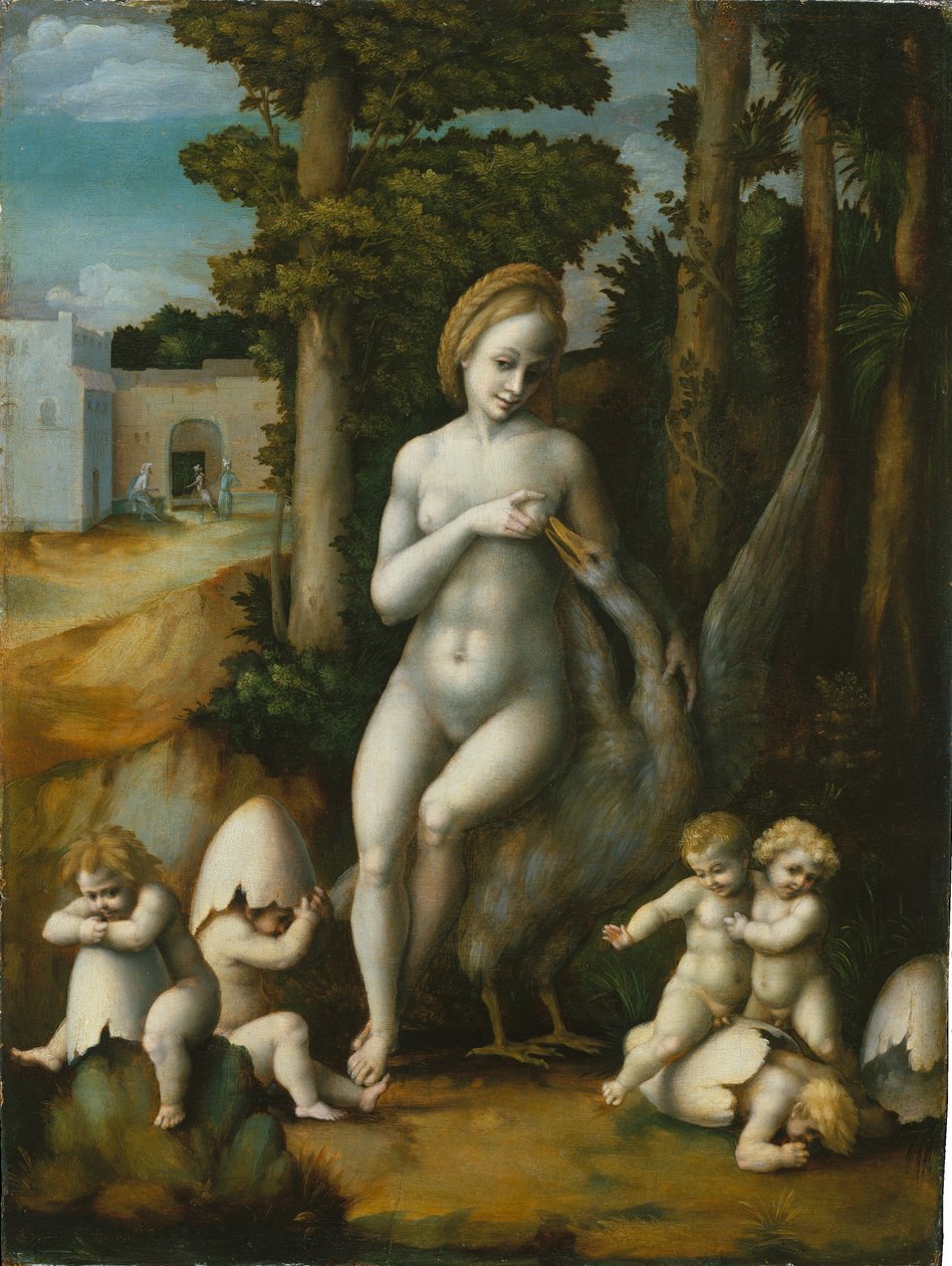 Leda en de zwaan door Francesco Bacchiacca