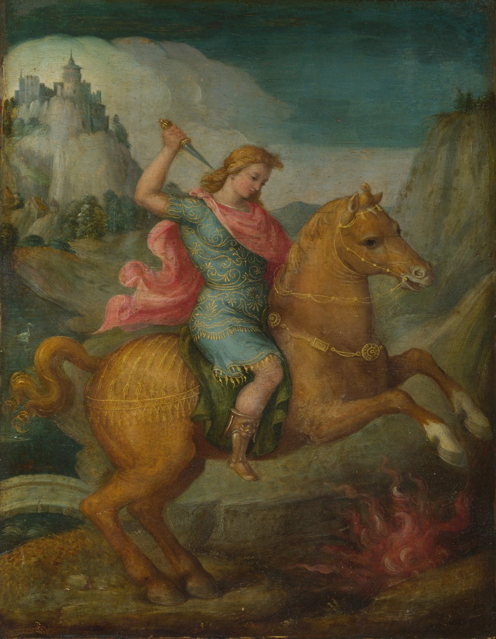 Marcus Curtius, ca. 1525 door Francesco Ubertini Bacchiacca