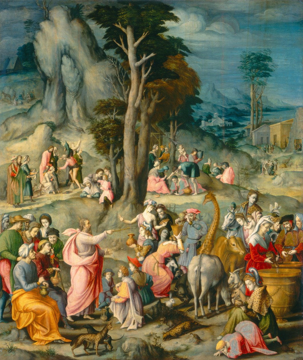 Het verzamelen van het manna door Francesco Ubertini Bacchiacca