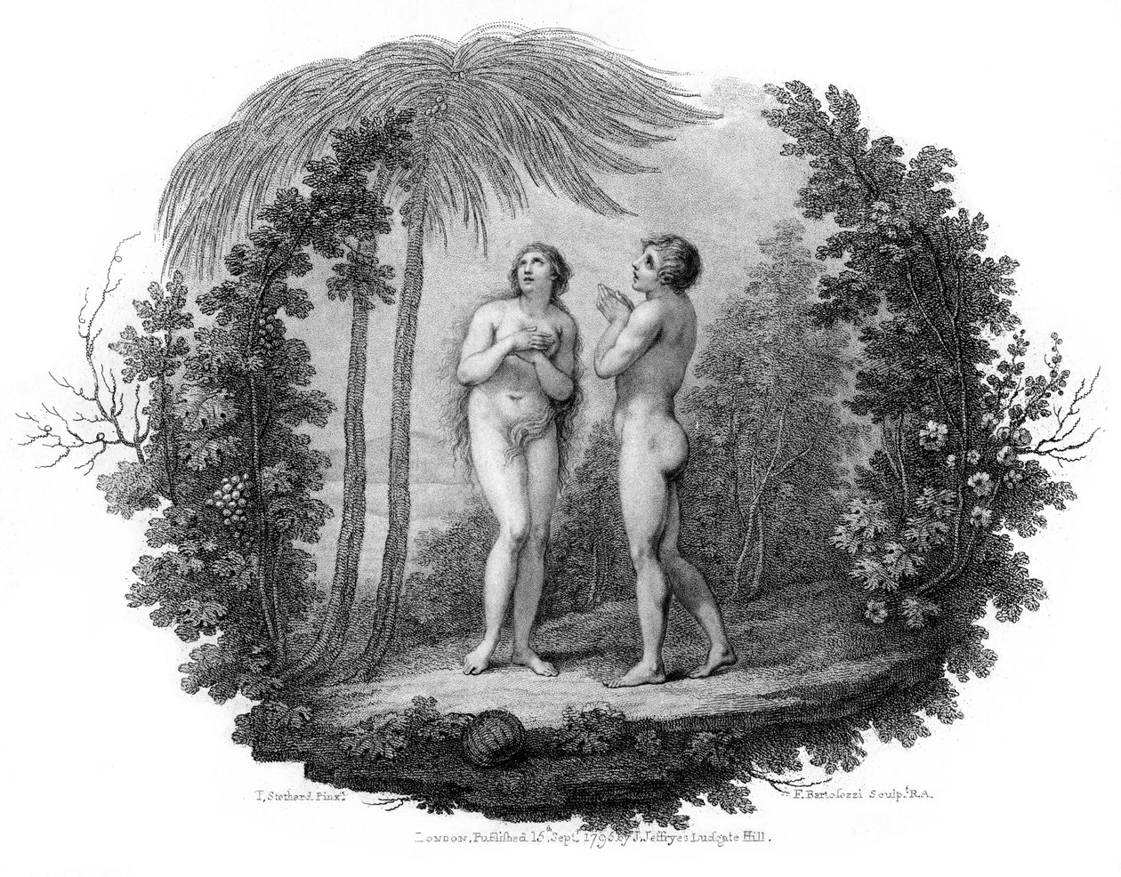 Adam en Eva, 1796 door Francesco Bartolozzi