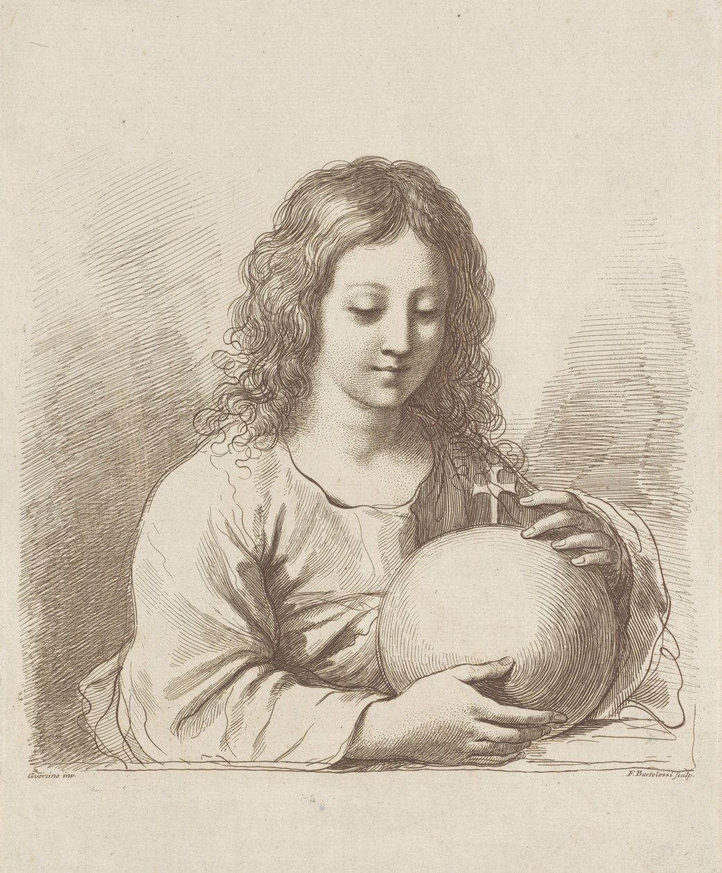 Christus met globe door Francesco Bartolozzi