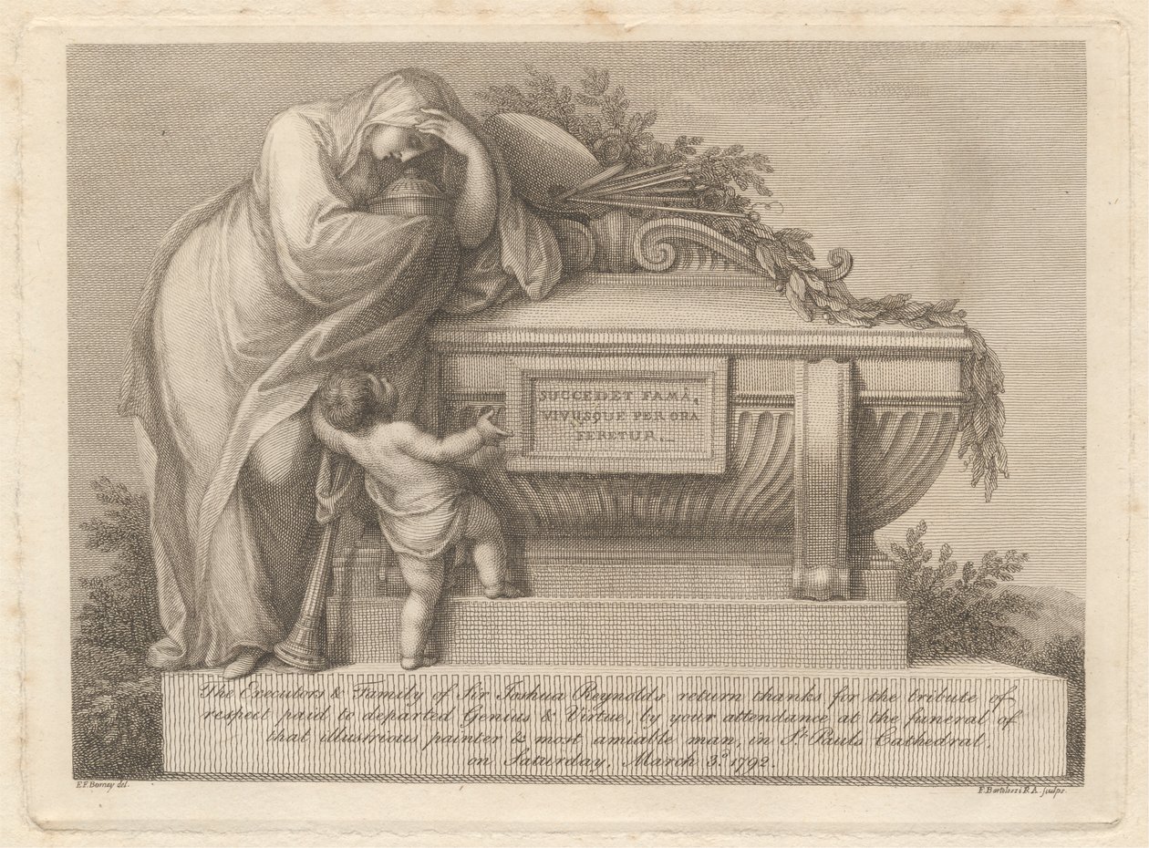 Rouwkaart van Sir Joshua Reynolds door Francesco Bartolozzi