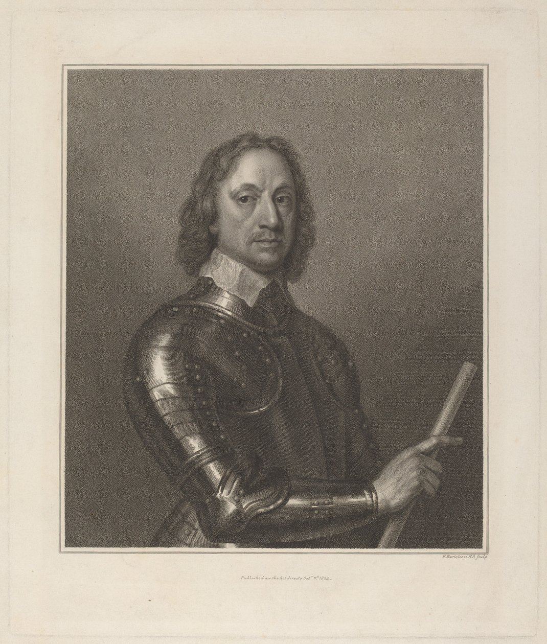 Oliver Cromwell door Francesco Bartolozzi after Robert Walker