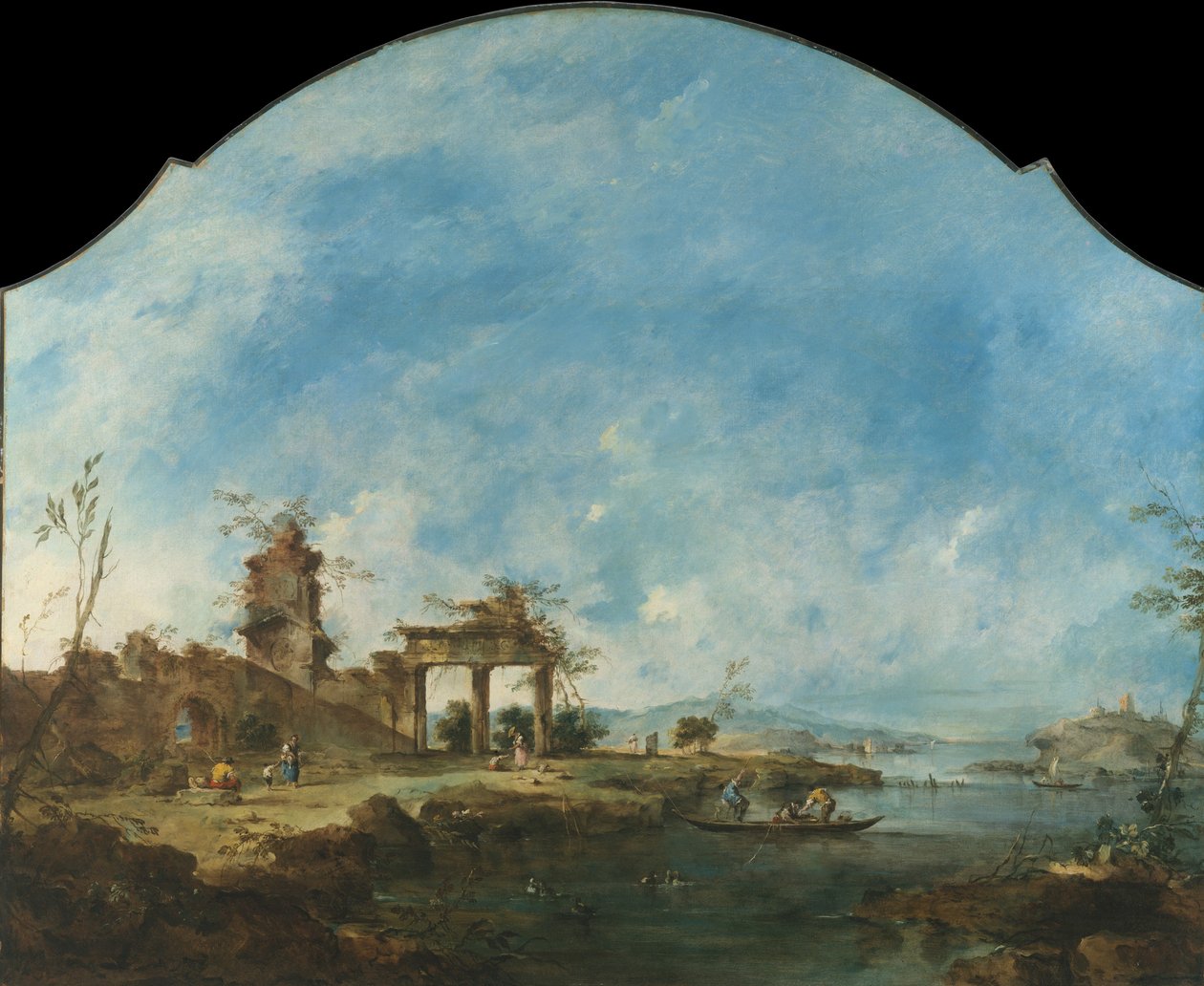 Fantastisch landschap, ca. 1765 door Francesco Guardi