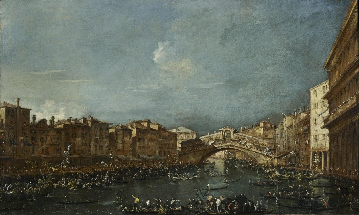 Regatta bij de Rialtobrug door Francesco Guardi