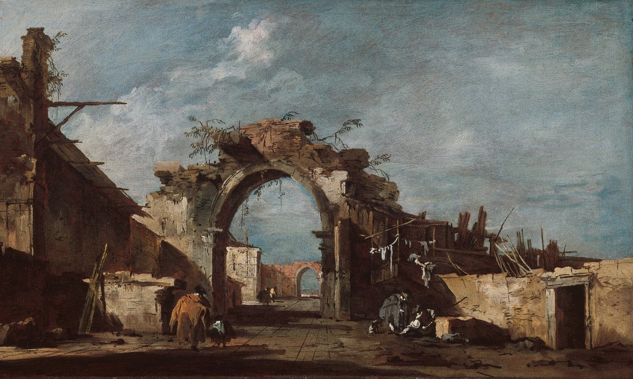 Verwoeste boog door Francesco Guardi