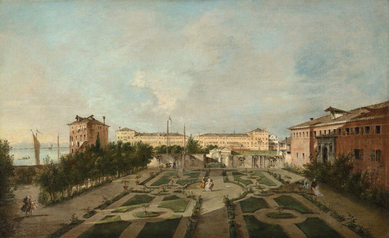 De tuin van Palazzo Contarini dal Zaffo door Francesco Guardi