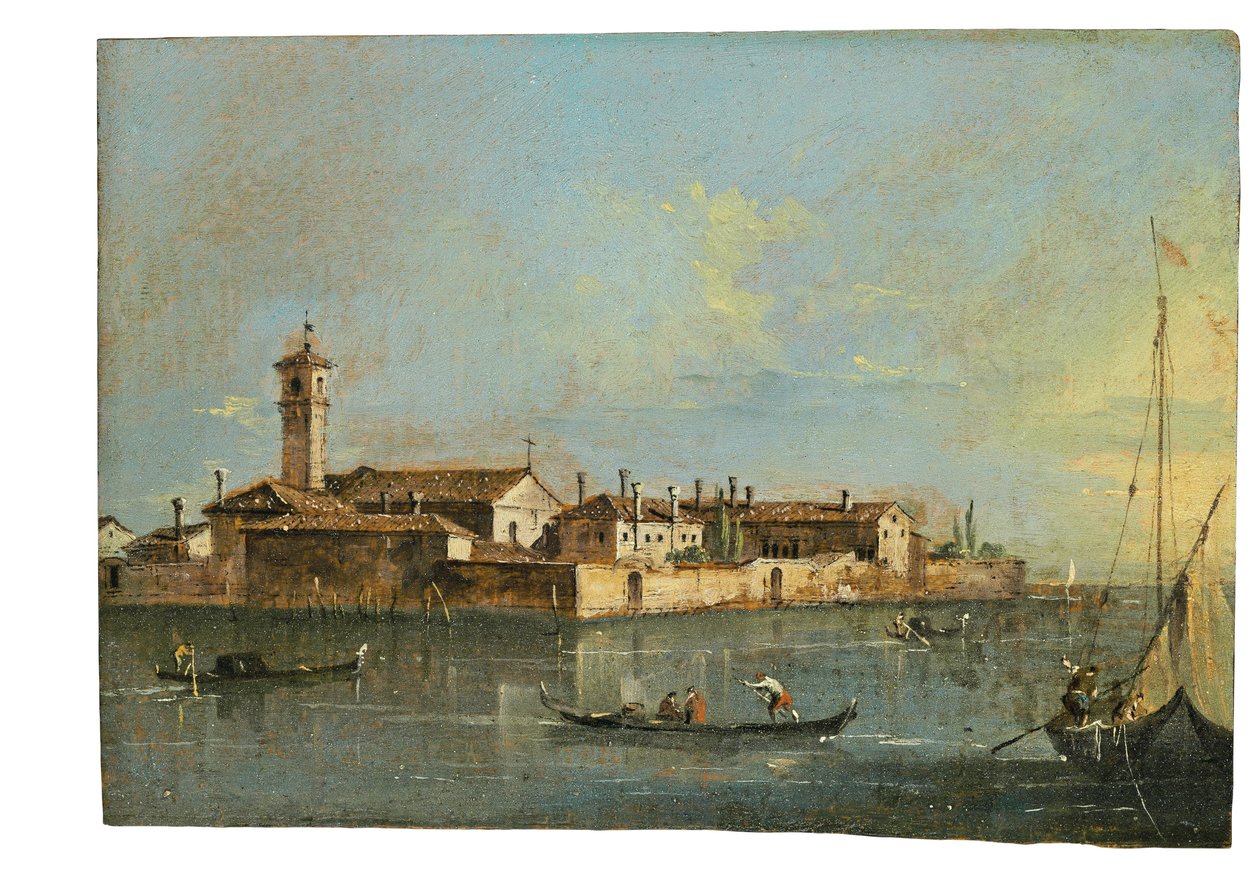 Het eiland Lazzaretto Vecchio, Venetië door Francesco Guardi