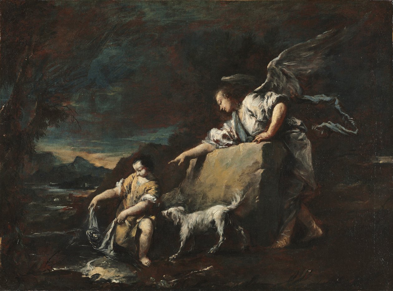 Tobias en de Engel, 1750s door Francesco Guardi