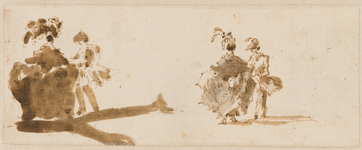 Twee elegante koppels [verso] door Francesco Guardi