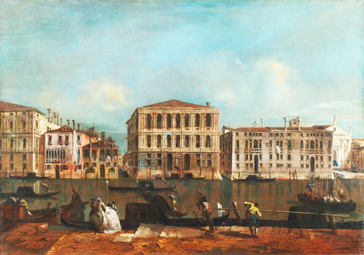 Venetië: Het Canal Grande met Palazzo Pesaro door Francesco Guardi