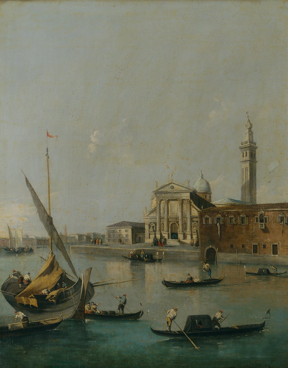Venetië met schepen door Francesco Guardi