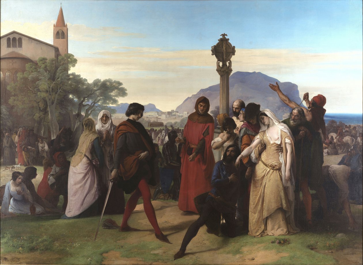 Italiaans: I vespri siciliani De Siciliaanse vespers door Francesco Hayez