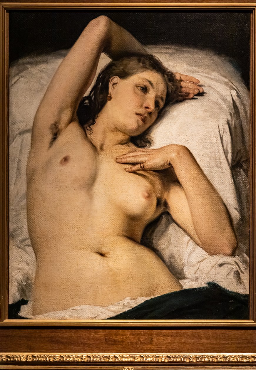 Naakt van vrouw (rustend model) door Francesco Hayez