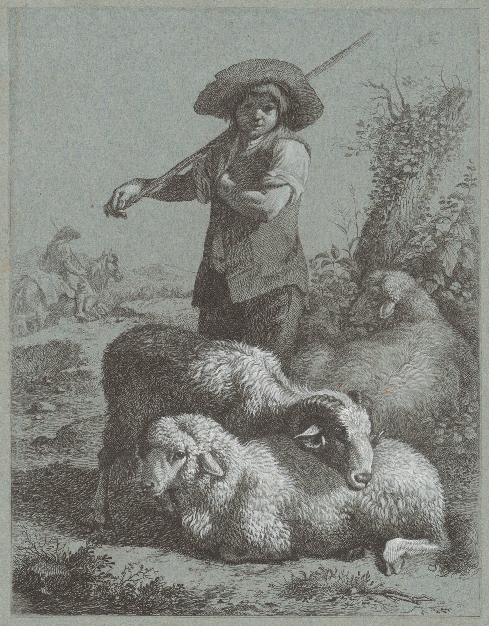 Herderjongen met schapen door Francesco Londonio