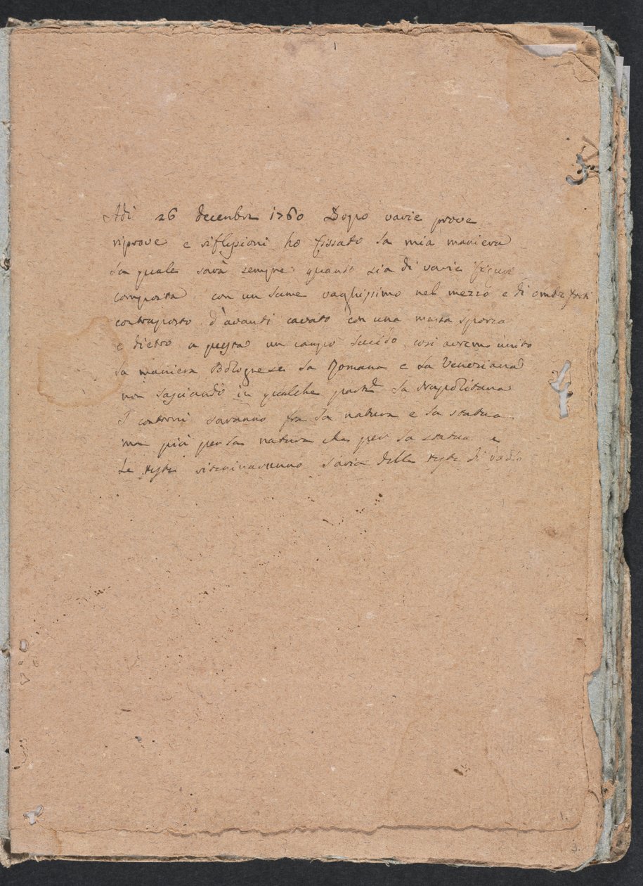 Verona Schetsboek: Inscriptie (pagina 1) door Francesco Lorenzi