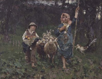 Kleine herders door Francesco Paolo Michetti