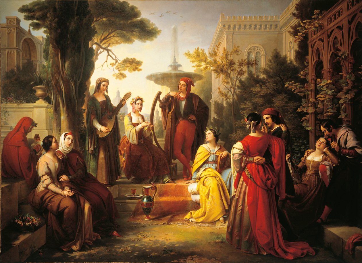 Italië, Treviso, Vertellers van Decameron door Francesco Podesti