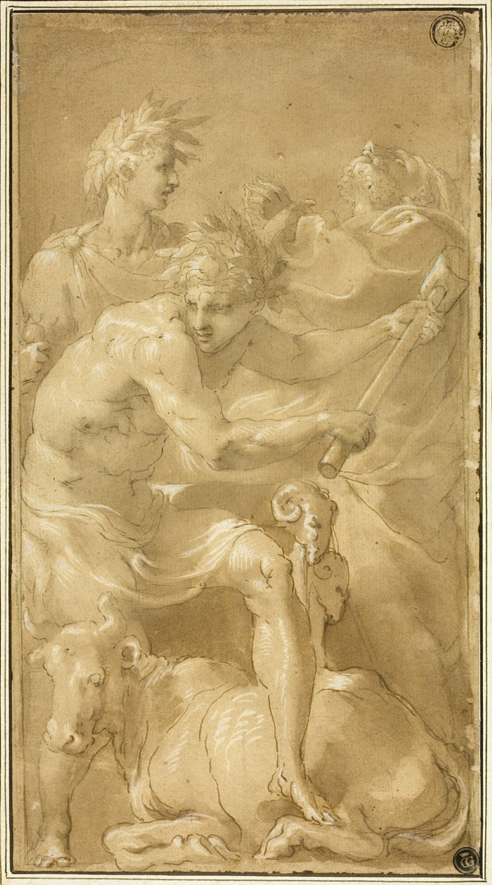 Offer van een stier door Francesco Primaticcio