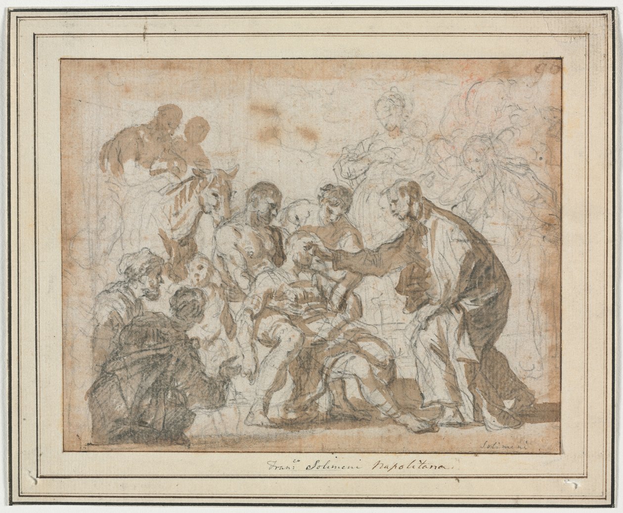 Een wonder van Sint Maurus door Francesco Solimena