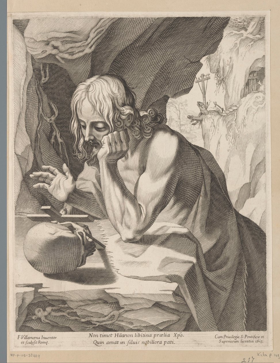 Heilige Hilarion door Francesco Villamena