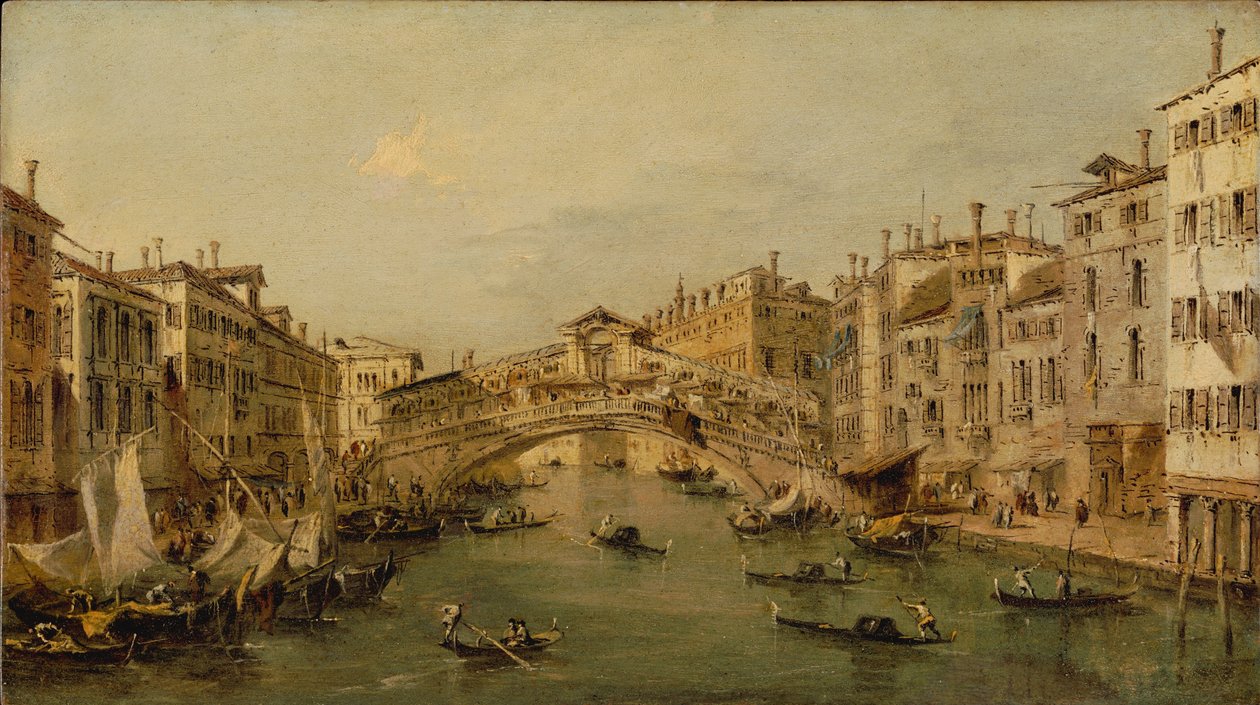 Venetië: De Rialto door Francesco circle of Guardi