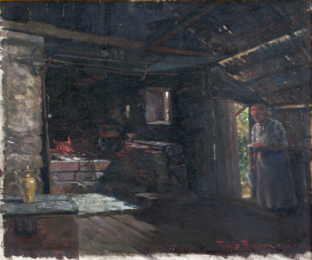 Interieur met fornuis door Francis Pelichek