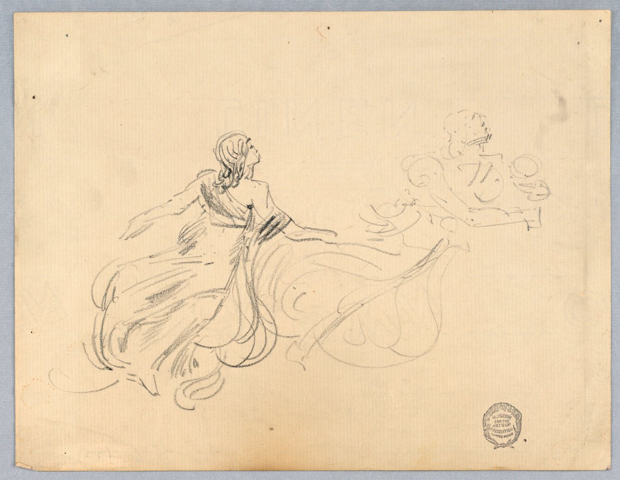 Schets van twee vrouwelijke figuren door Francis Augustus Lathrop