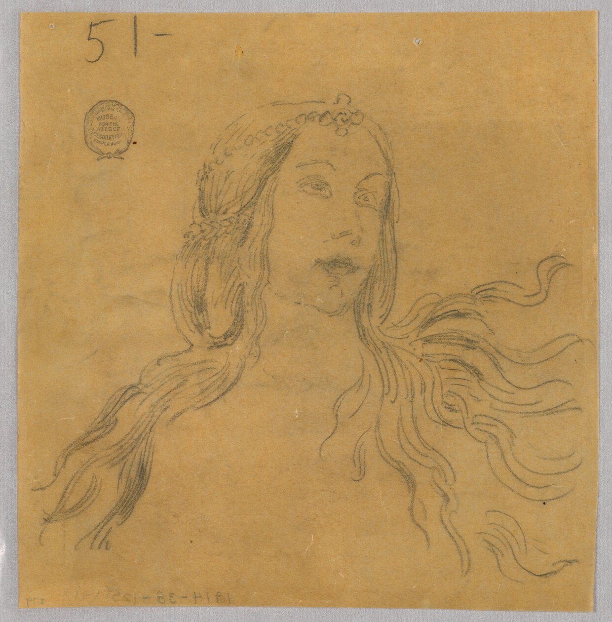 Schets van Vrouwenhoofd door Francis Augustus Lathrop