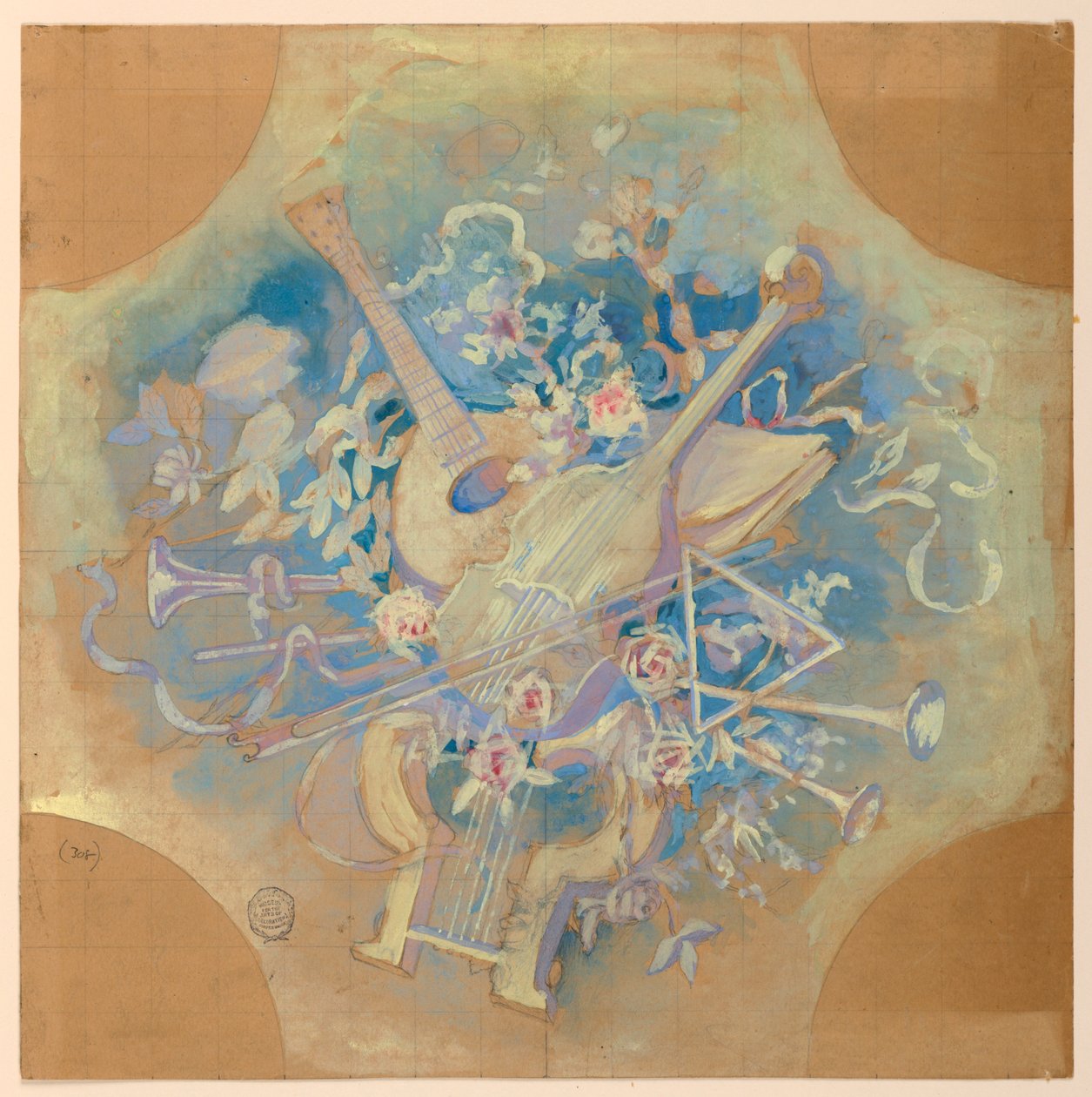 Studie voor "Muziek" door Francis Augustus Lathrop